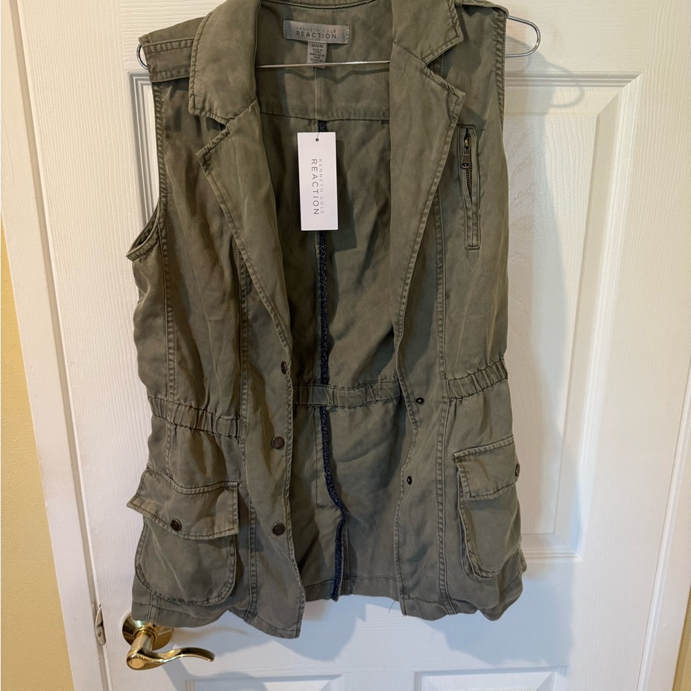 Kenneth Cole Reaction Green Utility Jacket Lightweight Collared